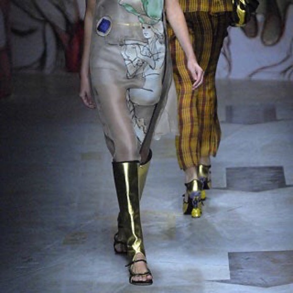 Prada Gold and Black Women's Shoes - Picture 1 of 4